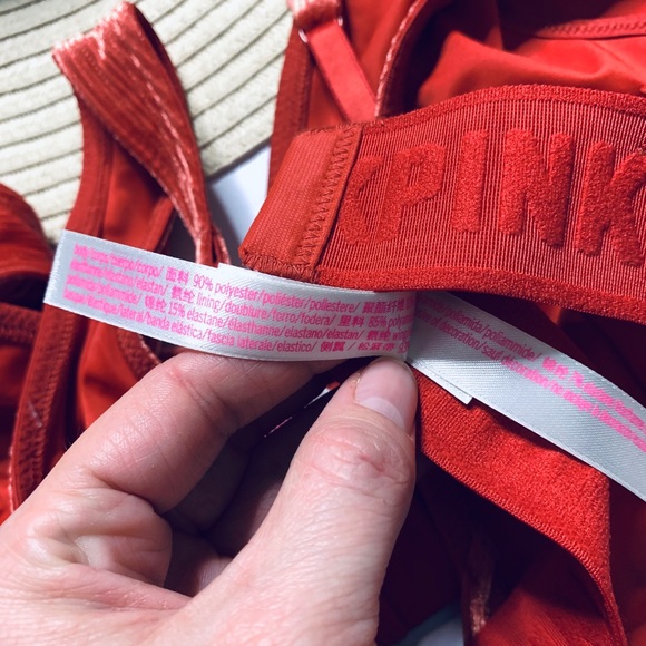 LAST ONE! NWOT VS PINK velvet ribbed lace up bra - Picture 6 of 6
